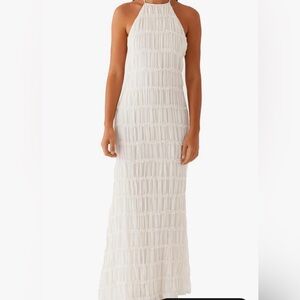 NWT Backless Dress Sleeveless Textured Halter Open Back Maxi size S